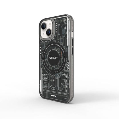 Apple iPhone 15 Kılıf M-safe Şarj Özellikli Desenli Mecha Circuit H Serisi Kapak