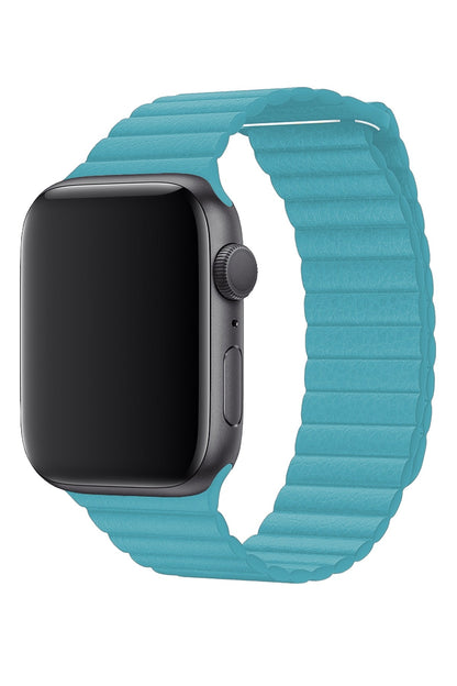 Apple Watch Uyumlu Deri Loop Kordon Akuamarin