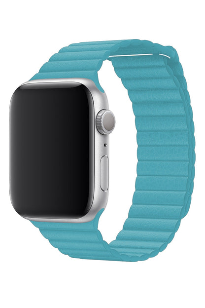Apple Watch Uyumlu Deri Loop Kordon Akuamarin