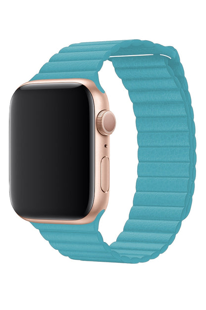 Apple Watch Uyumlu Deri Loop Kordon Akuamarin