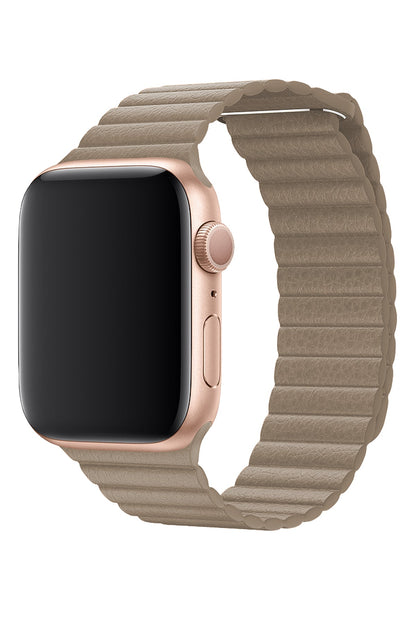 Apple Watch Uyumlu Deri Loop Kordon Bej