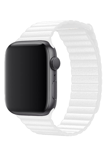 Apple Watch Uyumlu Deri Loop Kordon Beyaz