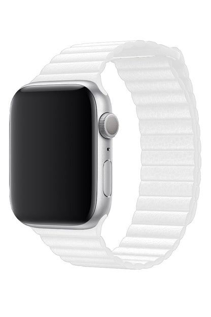 Apple Watch Uyumlu Deri Loop Kordon Beyaz