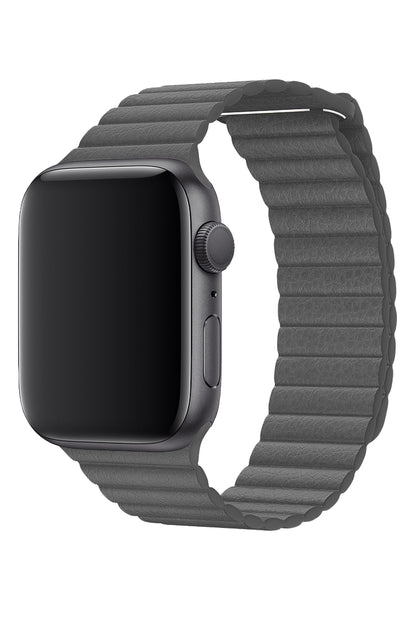 Apple Watch Uyumlu Deri Loop Kordon Gri