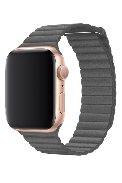 Apple Watch Uyumlu Deri Loop Kordon Gri