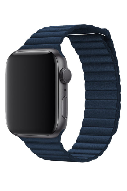 Apple Watch Uyumlu Deri Loop Kordon Lacivert
