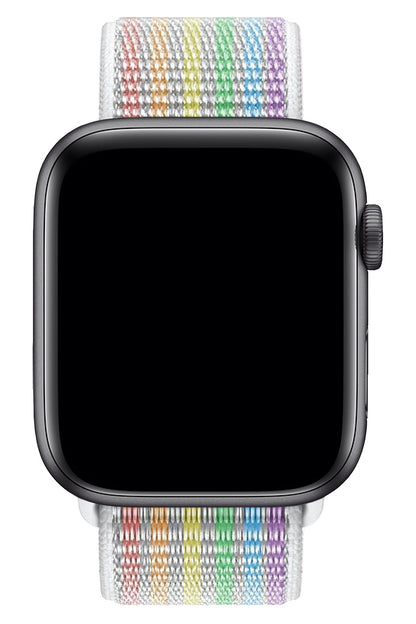 Apple Watch Uyumlu Spor Loop Kordon Beyaz Gökkuşağı