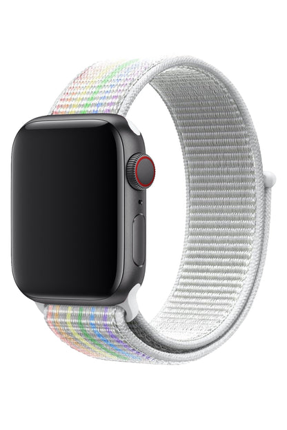 Apple Watch Uyumlu Spor Loop Kordon Beyaz Gökkuşağı