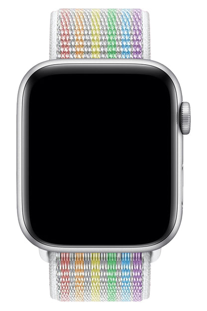 Apple Watch Uyumlu Spor Loop Kordon Beyaz Gökkuşağı