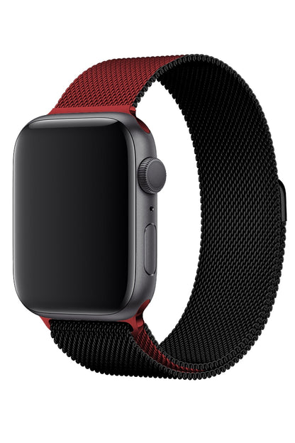 Apple Watch Uyumlu Metal Milano Loop Kömür Kırmızı
