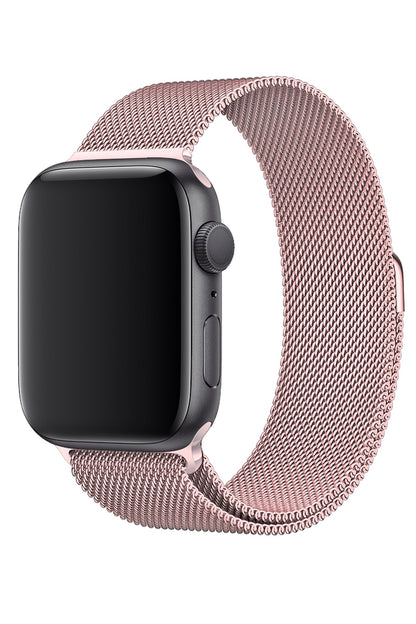 Apple Watch Uyumlu Metal Milano Loop Kum Pembe