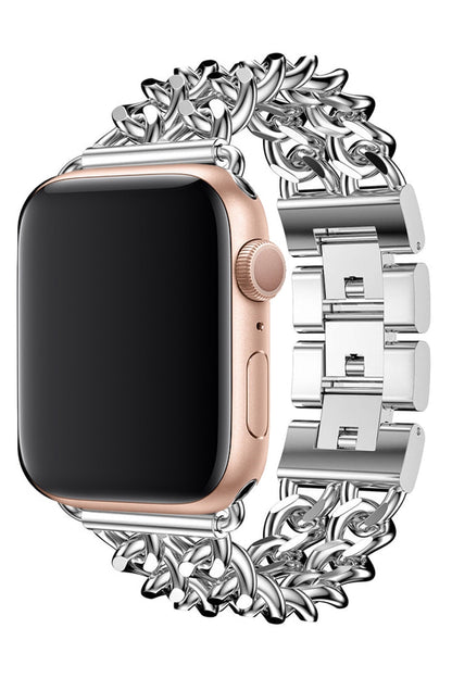 Apple Watch Uyumlu Çelik Zincir Loop Kordon Gümüş Gri