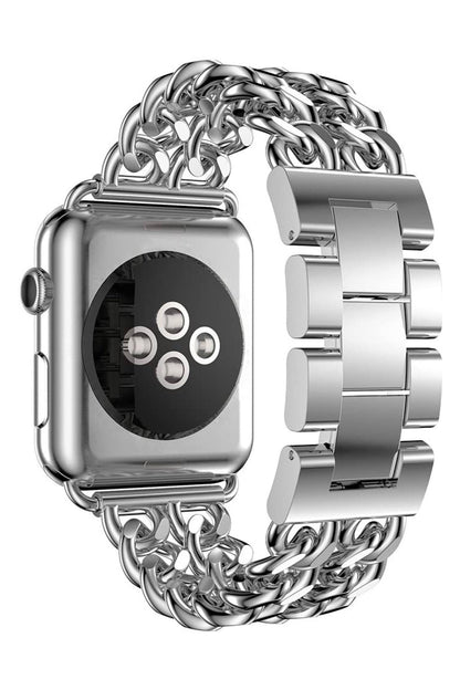 Apple Watch Uyumlu Çelik Zincir Loop Kordon Gümüş Gri