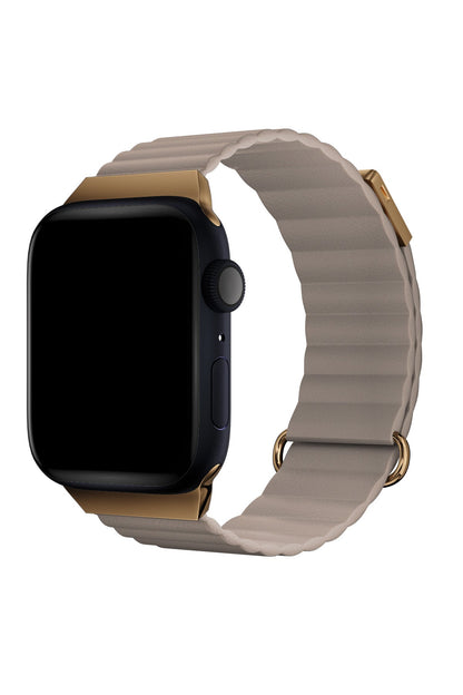 Apple Watch Uyumlu Premium Deri Loop Kordon Almond