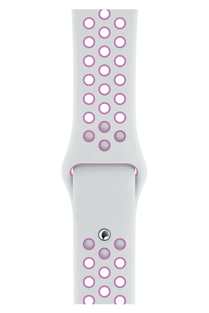 Apple Watch Uyumlu Silikon Delikli Spor Kordon Beyaz Lila