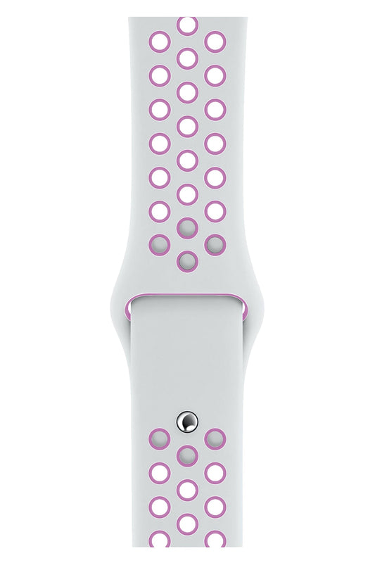 Apple Watch Uyumlu Silikon Delikli Spor Kordon Beyaz Lila