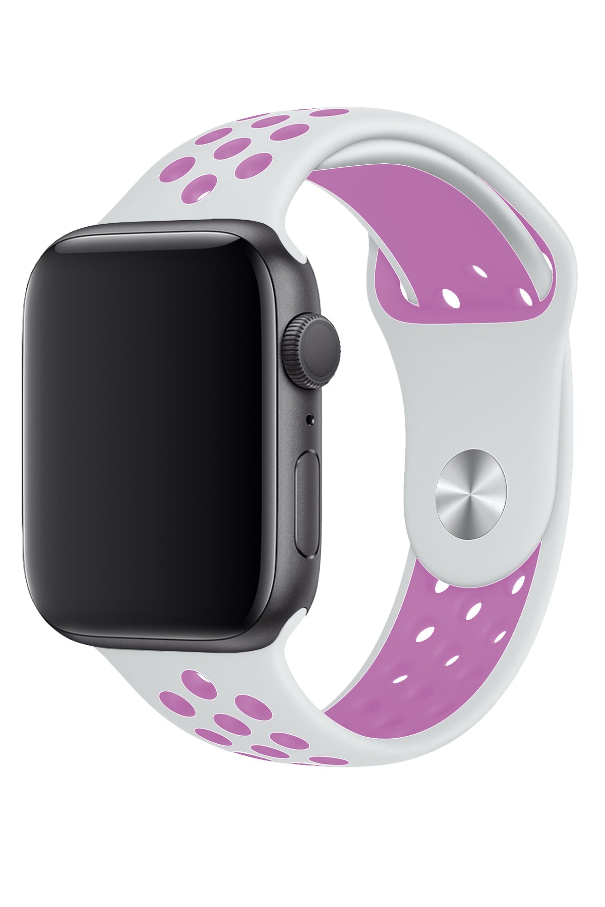 Apple Watch Uyumlu Silikon Delikli Spor Kordon Beyaz Lila