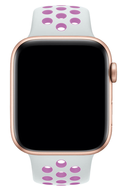 Apple Watch Uyumlu Silikon Delikli Spor Kordon Beyaz Lila