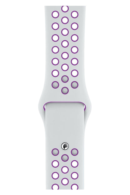 Apple Watch Uyumlu Silikon Delikli Spor Kordon Beyaz Mor