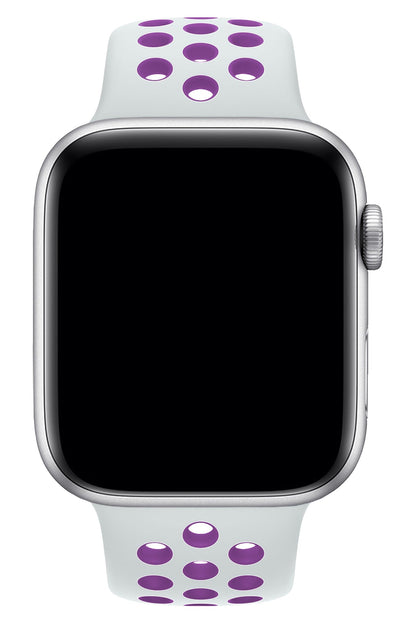 Apple Watch Uyumlu Silikon Delikli Spor Kordon Beyaz Mor