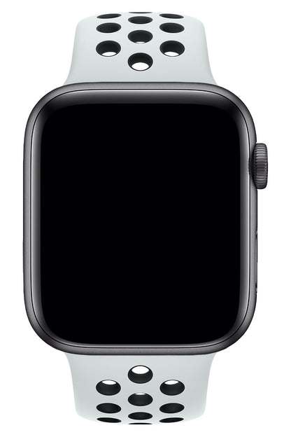Apple Watch Uyumlu Silikon Delikli Spor Kordon Beyaz Siyah