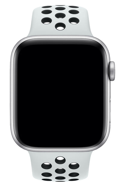 Apple Watch Uyumlu Silikon Delikli Spor Kordon Beyaz Siyah
