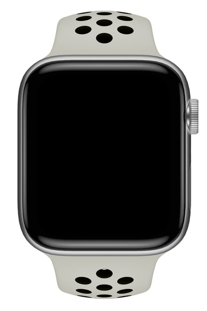Apple Watch Uyumlu Silikon Delikli Spor Kordon Gri Siyah