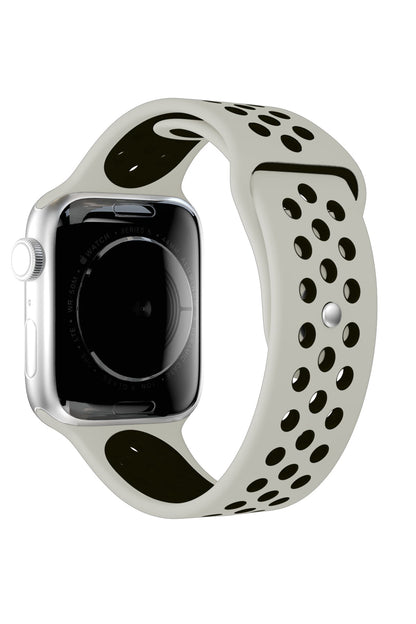 Apple Watch Uyumlu Silikon Delikli Spor Kordon Gri Siyah
