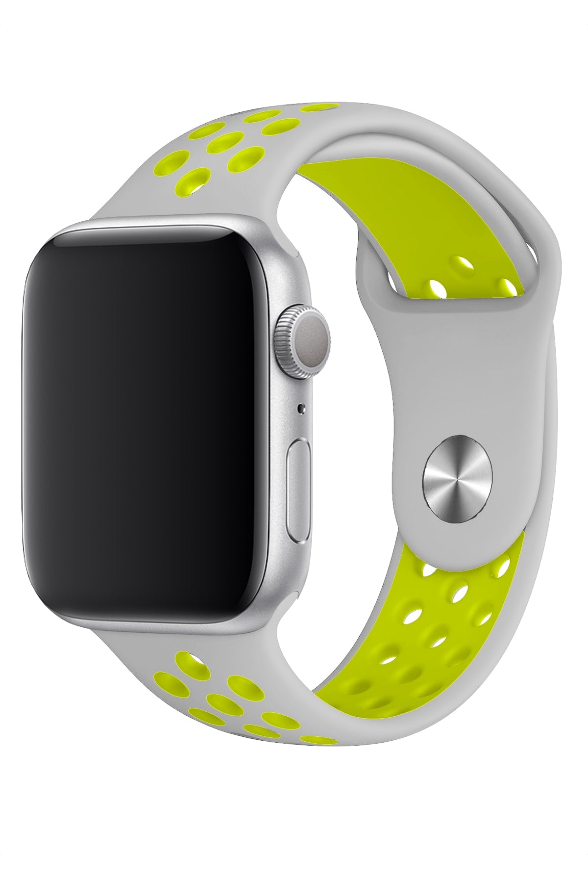 Apple Watch Uyumlu Silikon Delikli Spor Kordon Gri Yeşil