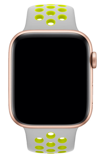 Apple Watch Uyumlu Silikon Delikli Spor Kordon Gri Yeşil
