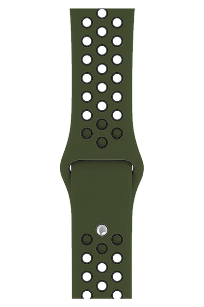 Apple Watch Uyumlu Silikon Delikli Spor Kordon Haki Siyah