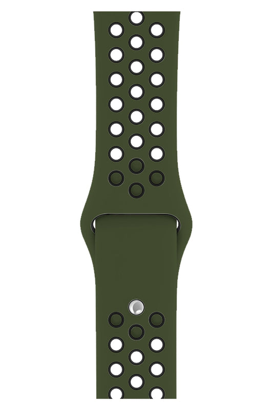 Apple Watch Uyumlu Silikon Delikli Spor Kordon Haki Siyah