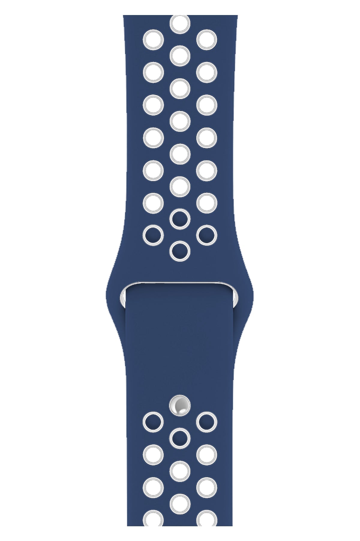 Apple Watch Uyumlu Silikon Delikli Spor Kordon Lacivert Beyaz