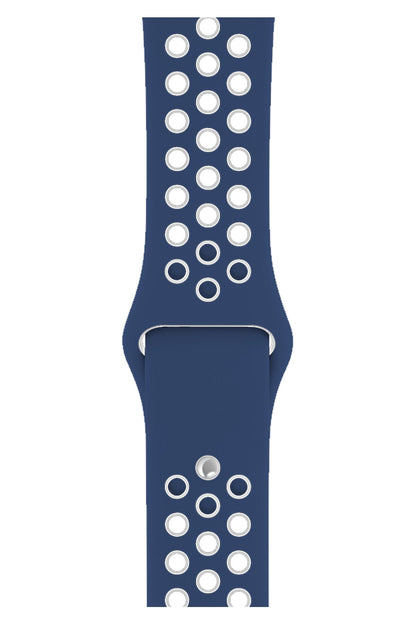Apple Watch Uyumlu Silikon Delikli Spor Kordon Lacivert Beyaz