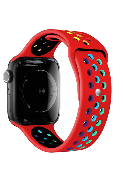 Apple Watch Uyumlu Silikon Delikli Spor Kordon Lal