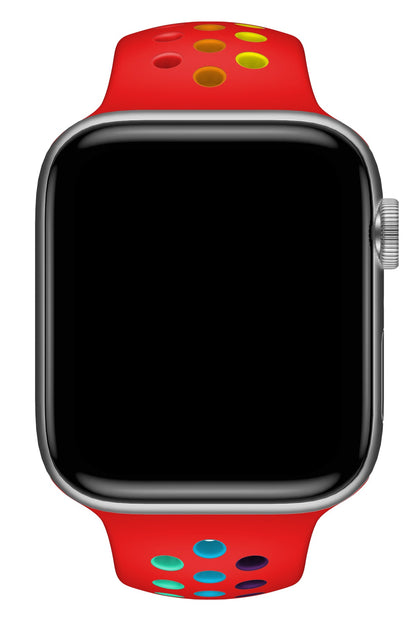 Apple Watch Uyumlu Silikon Delikli Spor Kordon Lal