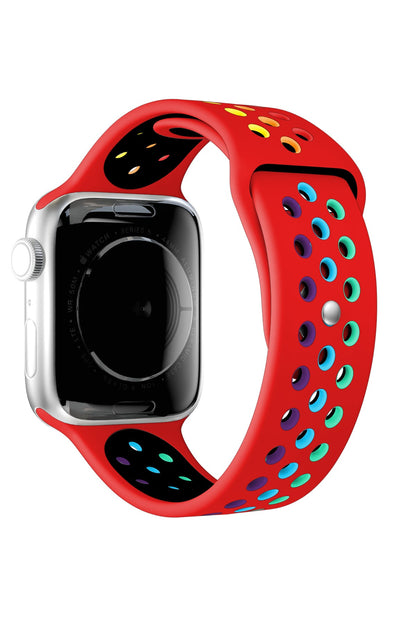 Apple Watch Uyumlu Silikon Delikli Spor Kordon Lal