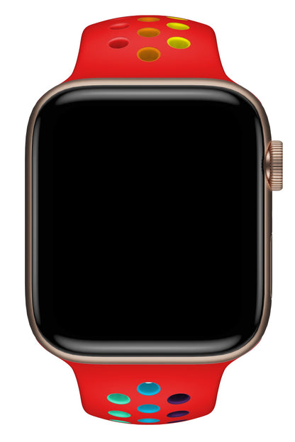 Apple Watch Uyumlu Silikon Delikli Spor Kordon Lal
