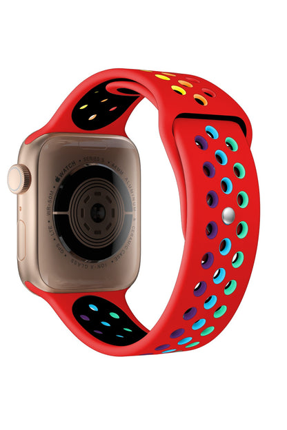 Apple Watch Uyumlu Silikon Delikli Spor Kordon Lal