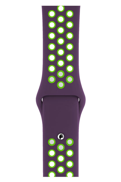 Apple Watch Uyumlu Silikon Delikli Spor Kordon Mor Yeşil