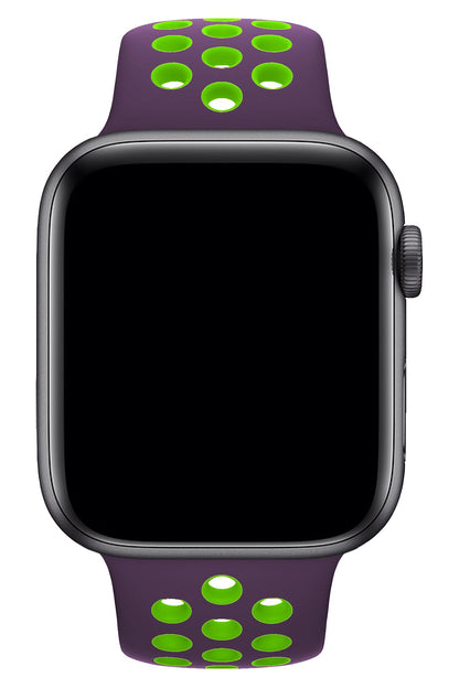 Apple Watch Uyumlu Silikon Delikli Spor Kordon Mor Yeşil