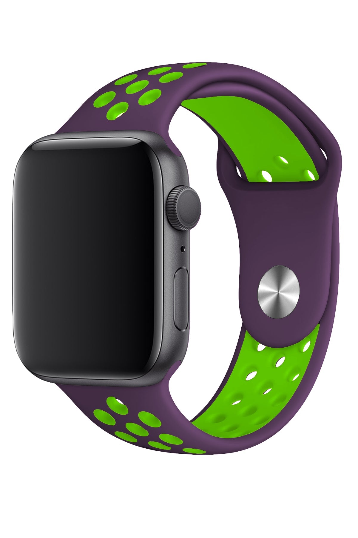 Apple Watch Uyumlu Silikon Delikli Spor Kordon Mor Yeşil