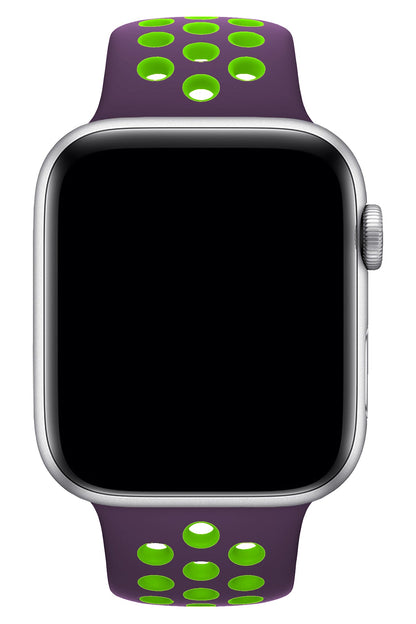 Apple Watch Uyumlu Silikon Delikli Spor Kordon Mor Yeşil