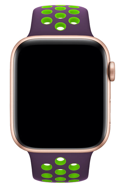 Apple Watch Uyumlu Silikon Delikli Spor Kordon Mor Yeşil
