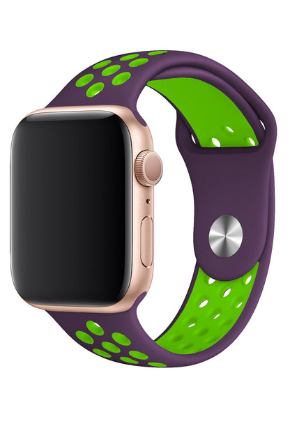 Apple Watch Uyumlu Silikon Delikli Spor Kordon Mor Yeşil