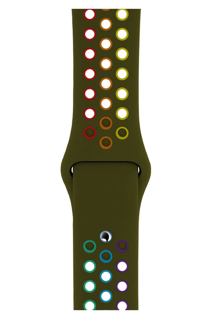 Apple Watch Uyumlu Silikon Delikli Spor Kordon Olive Stone