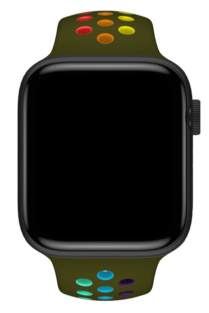 Apple Watch Uyumlu Silikon Delikli Spor Kordon Olive Stone