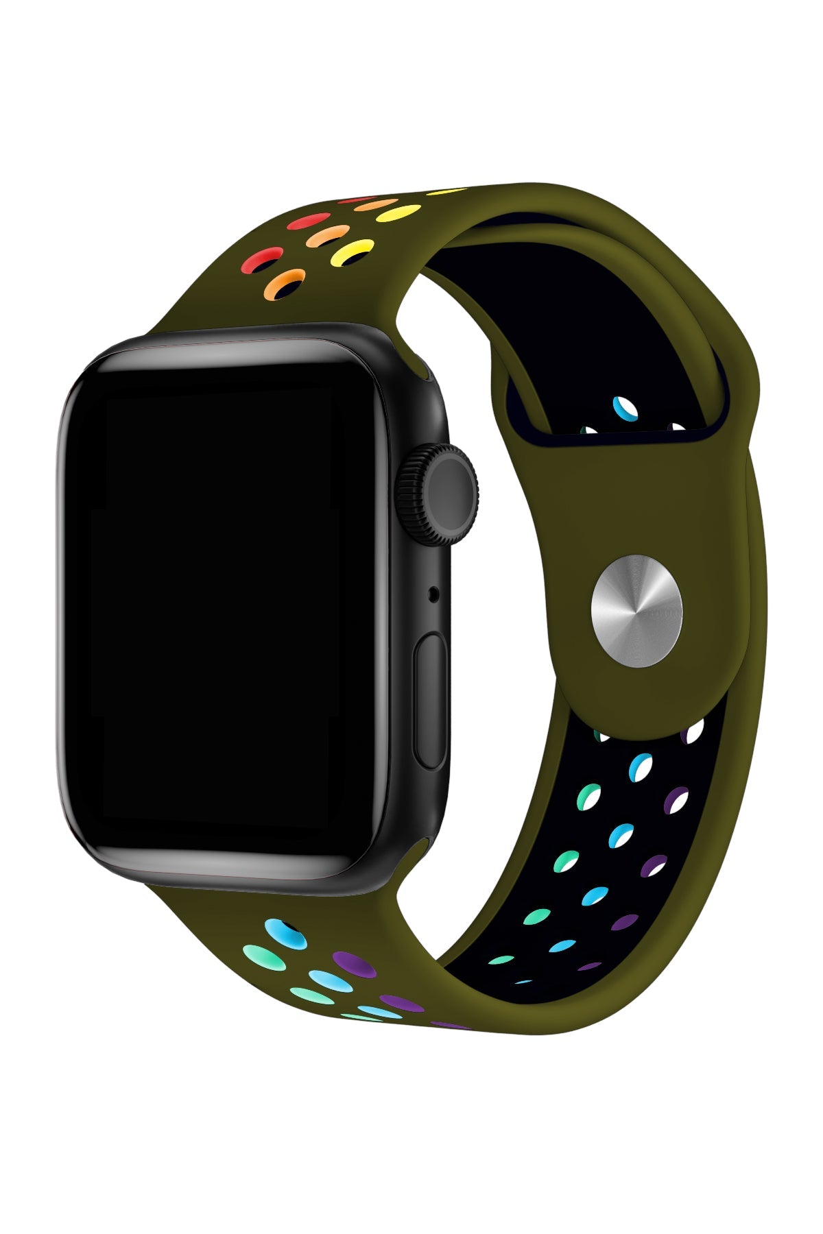 Apple Watch Uyumlu Silikon Delikli Spor Kordon Olive Stone