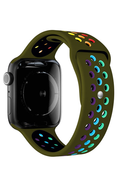 Apple Watch Uyumlu Silikon Delikli Spor Kordon Olive Stone