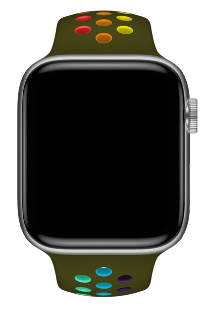 Apple Watch Uyumlu Silikon Delikli Spor Kordon Olive Stone